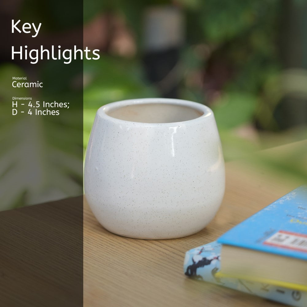 Ceramic Curvy Planter | White - 1106