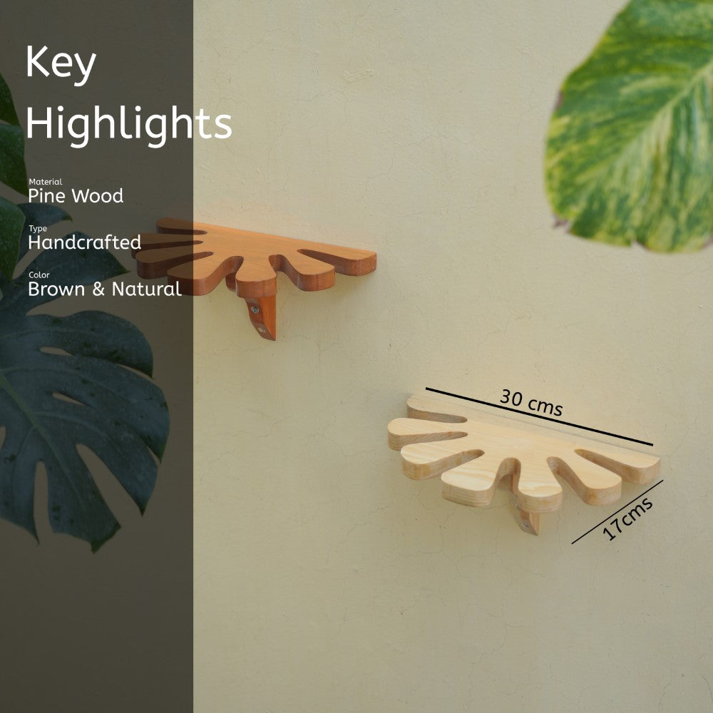 Decorative Wooden Handcrafted Daisy Shelf | Pack of 2 - 1302