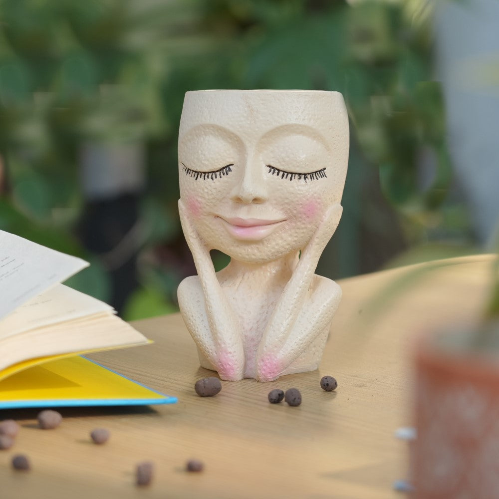 Poly-resin Cute Face Planter | Cute Face - 1110