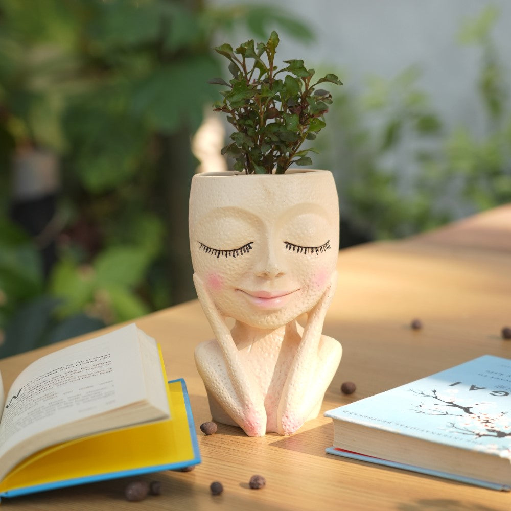 Poly-resin Cute Face Planter | Cute Face - 1110