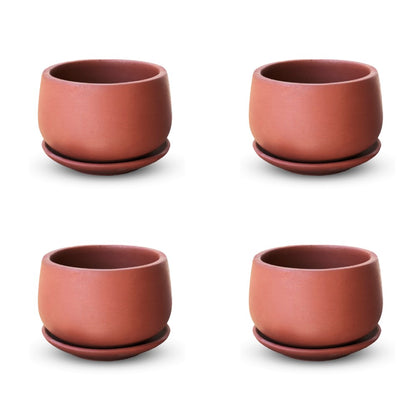 Terracotta Curved Bottom Pot With Bottom Plate | Handcrafted With Love - 1206