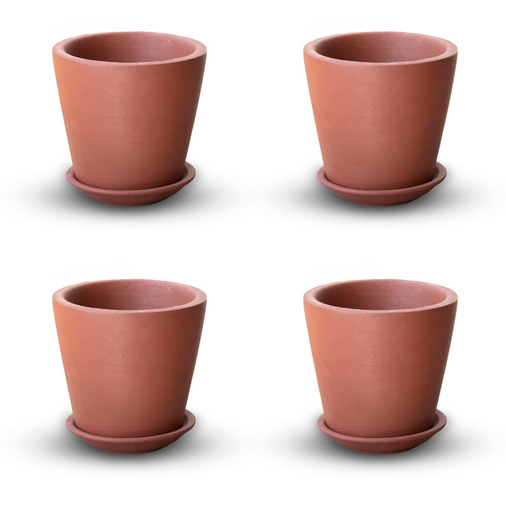 Terracotta Pot With Bottom Plate | Handcrafted With Love - 1202