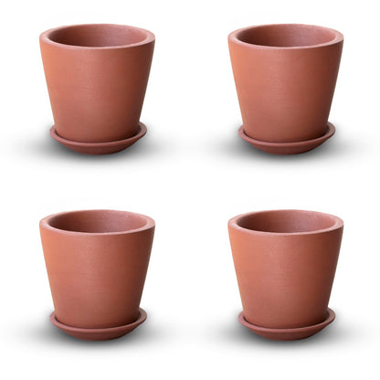 Terracotta Pot With Bottom Plate | Handcrafted With Love - 1202